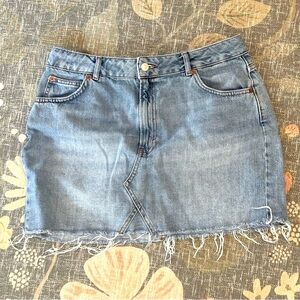 Topshop Frayed Hem Denim Skirt